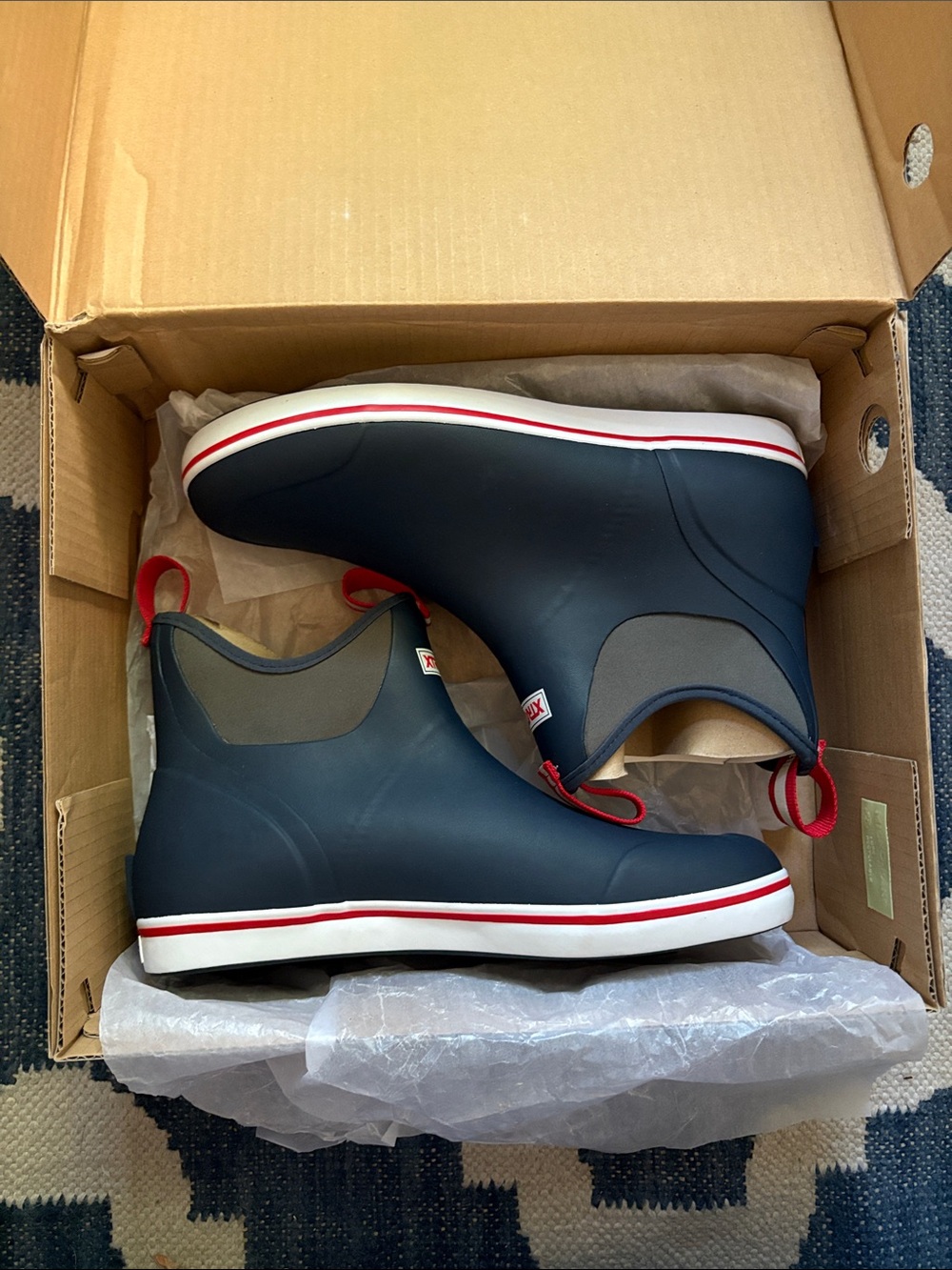 XTRATUF Men's Navy Red-Trim Ankle Deck Boots - Picture 6 of 6